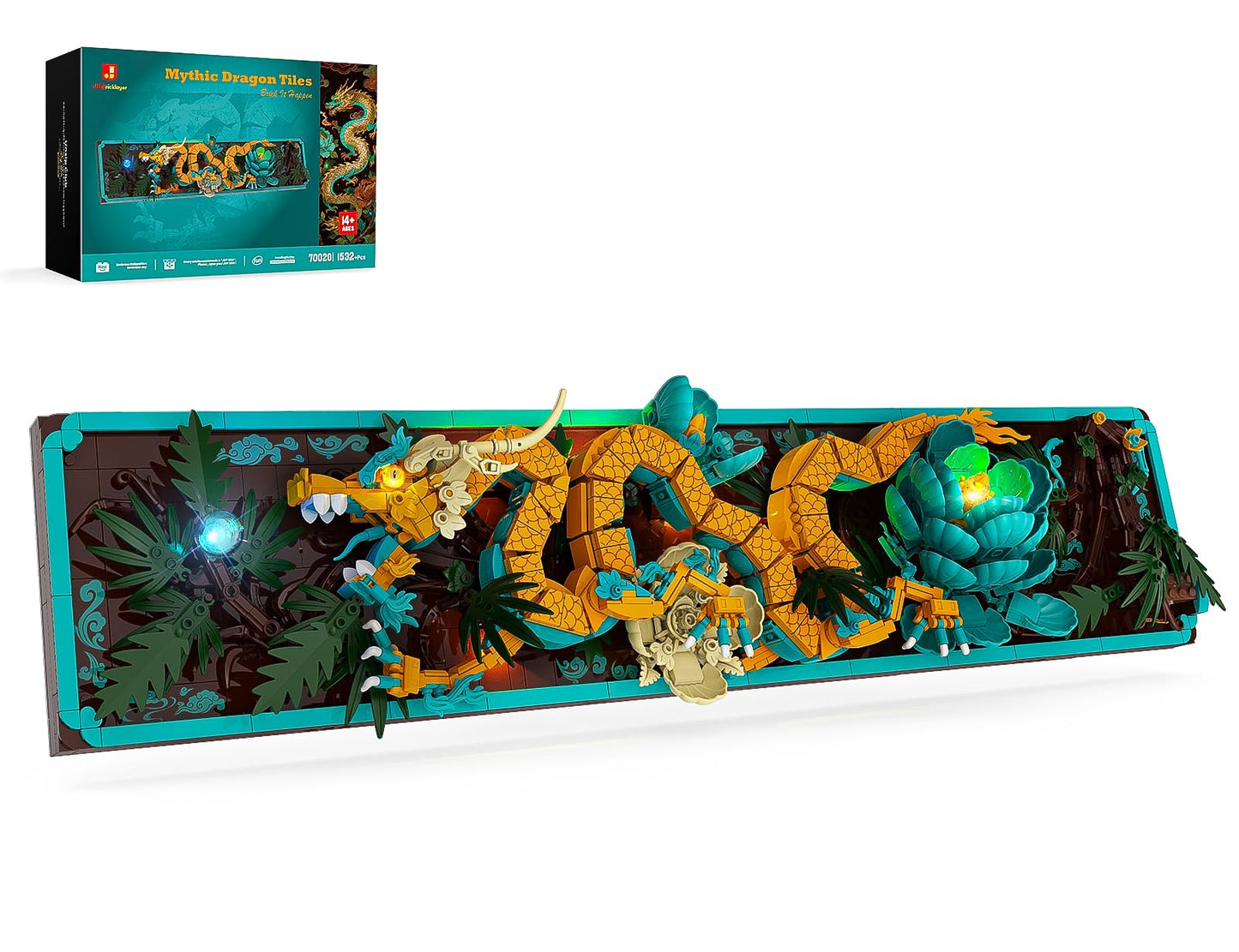 JMBricklayer Mythic Dragon Tiles with LED Lights 70020 – Wall Art Building Set