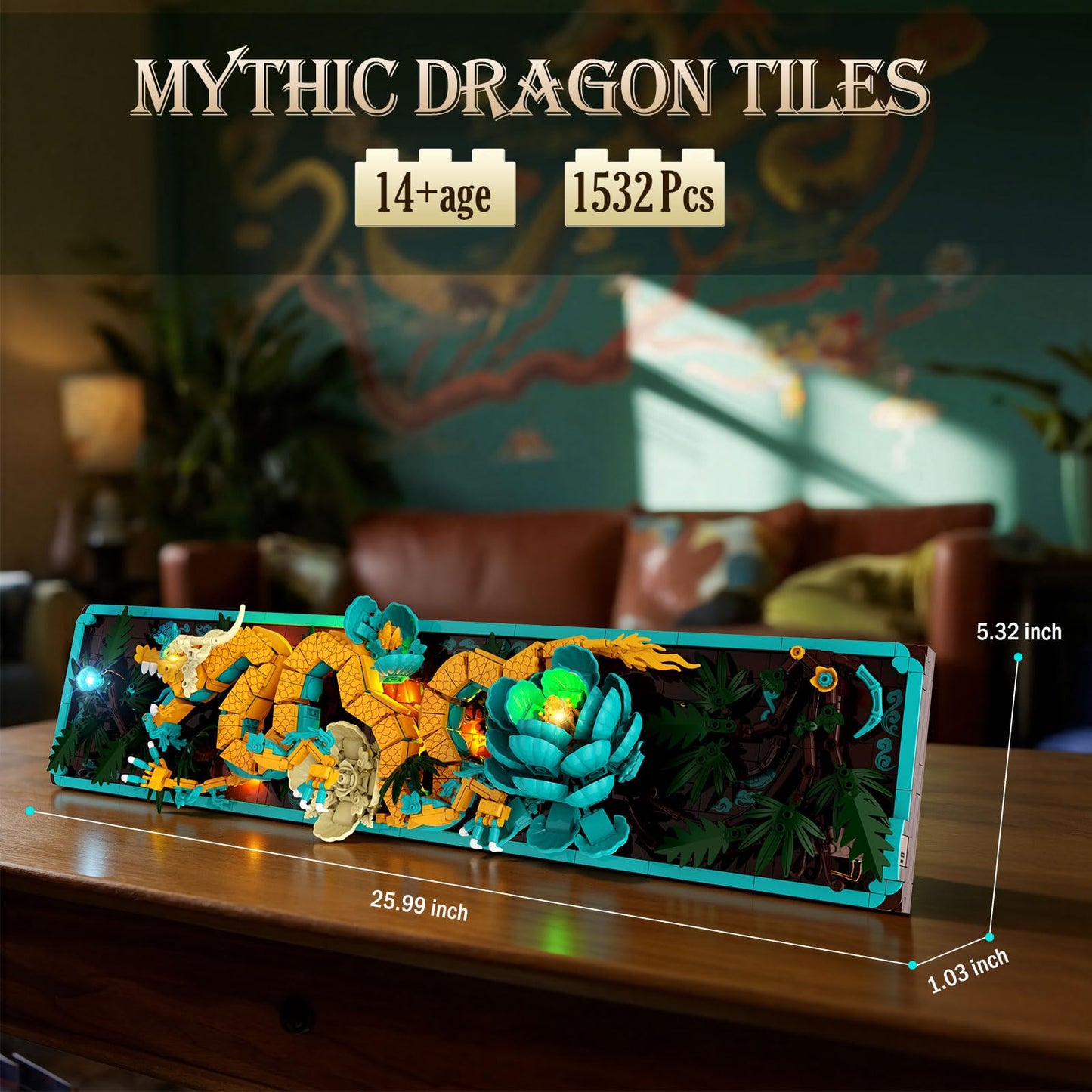 JMBricklayer Mythic Dragon Tiles with LED Lights 70020 – Wall Art Building Set