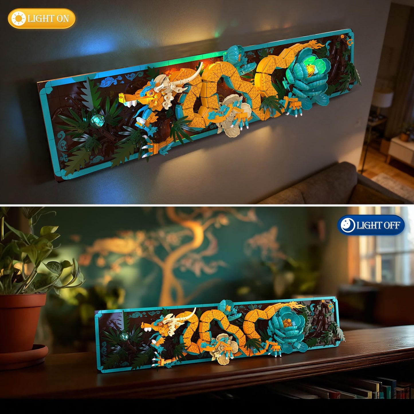 JMBricklayer Mythic Dragon Tiles with LED Lights 70020 – Wall Art Building Set