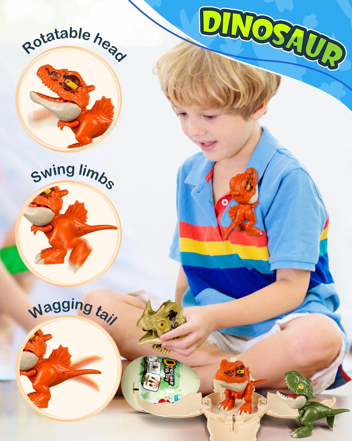 JMHACHY 3 Pack Jumbo Dinosaur Eggs — Hatchable Surprise Toys for Kids