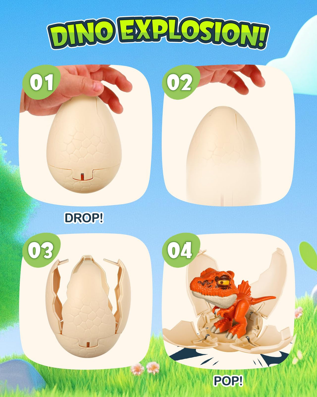 JMHACHY 3 Pack Jumbo Dinosaur Eggs — Hatchable Surprise Toys for Kids