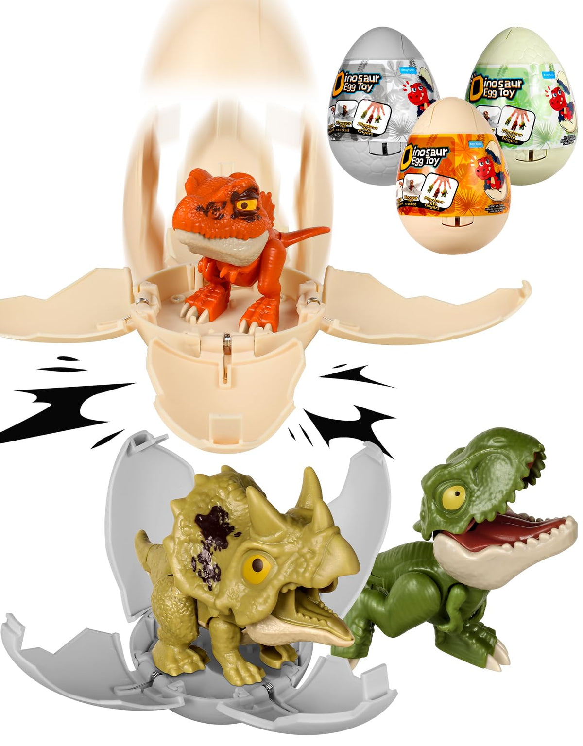 JMHACHY 3 Pack Jumbo Dinosaur Eggs — Hatchable Surprise Toys for Kids