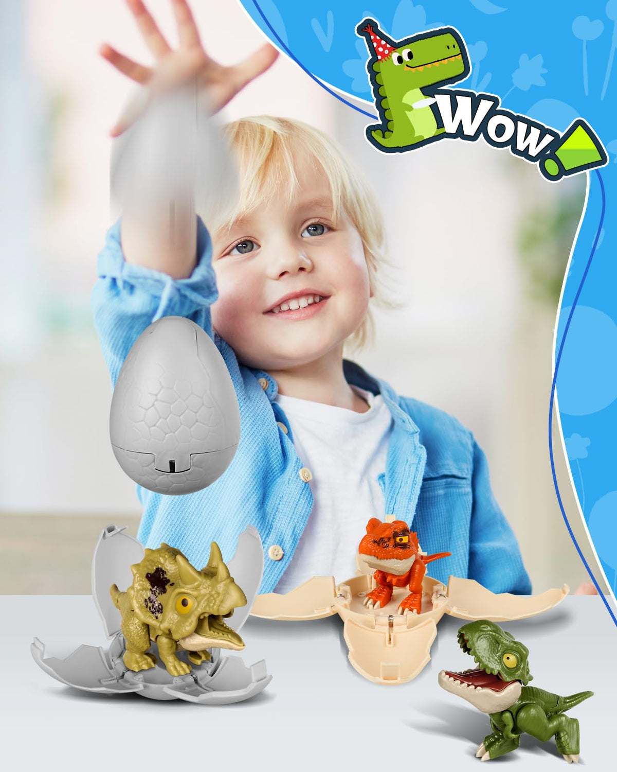 JMHACHY 3 Pack Jumbo Dinosaur Eggs — Hatchable Surprise Toys for Kids