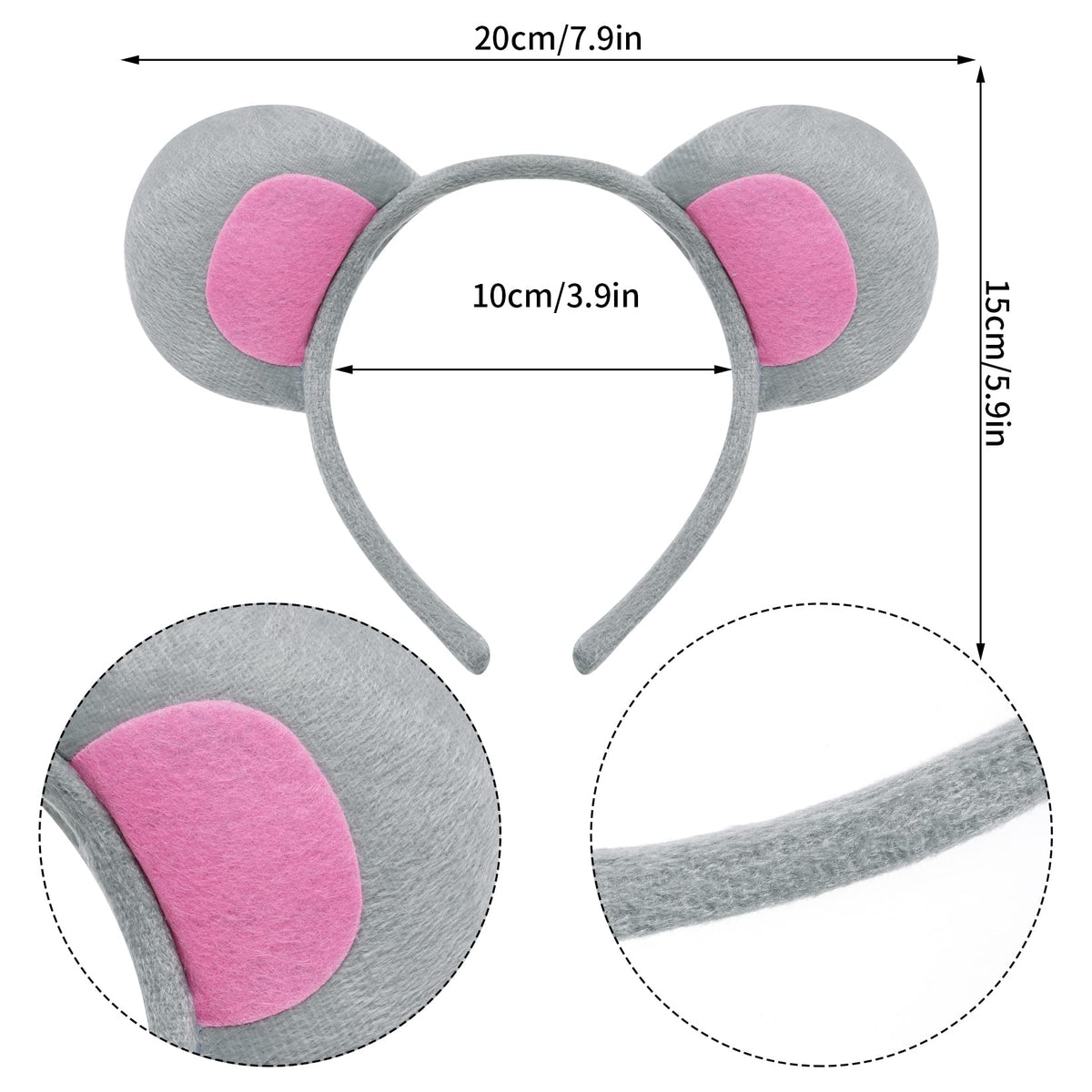 Jmkcoz Kids Gray Mouse Costume Kit – Ears Headband, Bowtie, Tail & Tutu