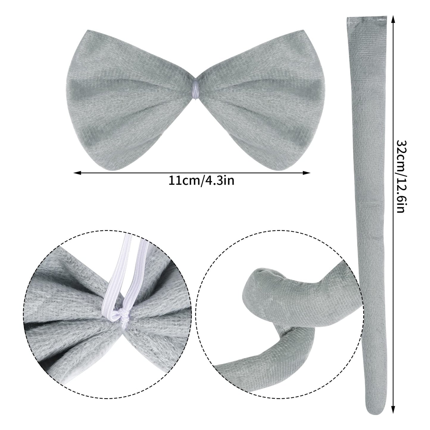 Jmkcoz Kids Gray Mouse Costume Kit – Ears Headband, Bowtie, Tail & Tutu