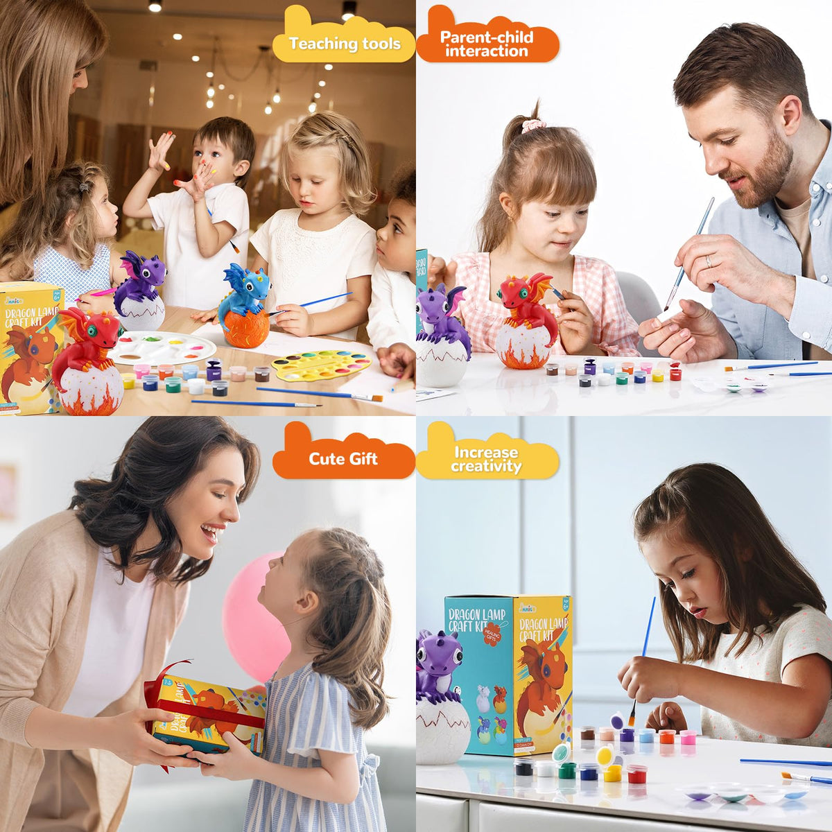 JMMICO Paint Your Own Dragon Lamp Kit – DIY Dragon Night Light for Kids 6-12