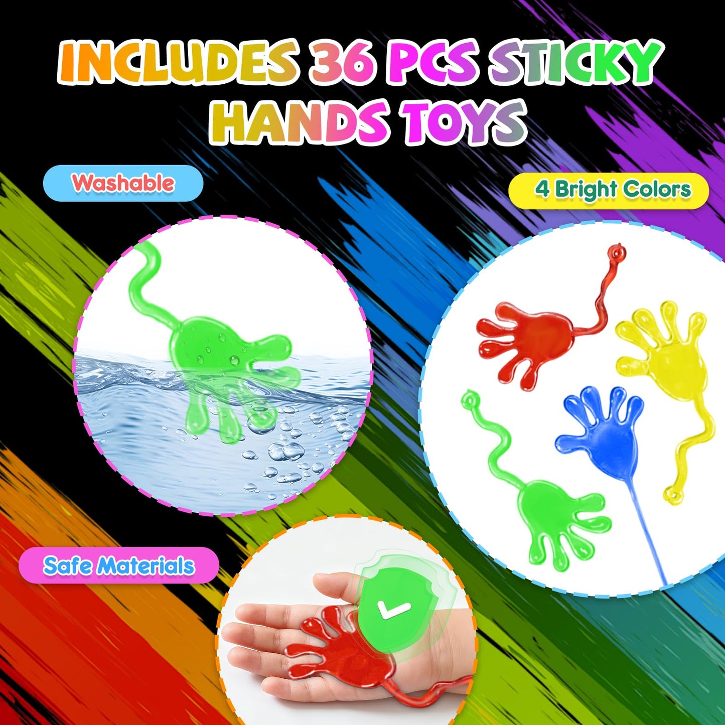 JMMICO 36*3 Packs Scratch Art Notebook + Sticky Hands + Stickers – Party Favors & Classroom Prizes