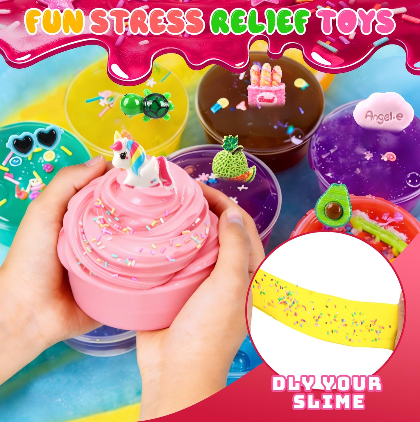 JMUQ 24 Pack Valentines Day Slime Gifts for Kids | Heart Donut Cards & Classroom Favors
