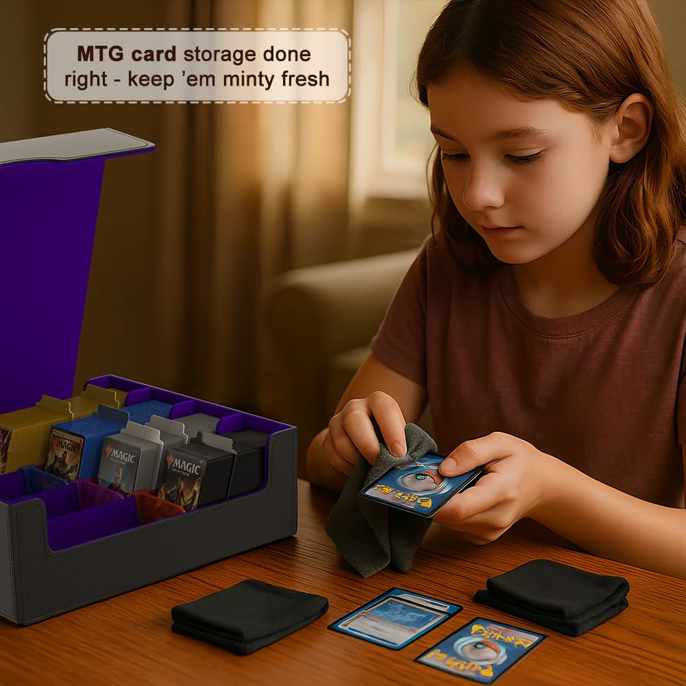 JNLODGE Trading Card Storage Box – 3000+ Cards Capacity, Magnetic, Waterproof PU Leather