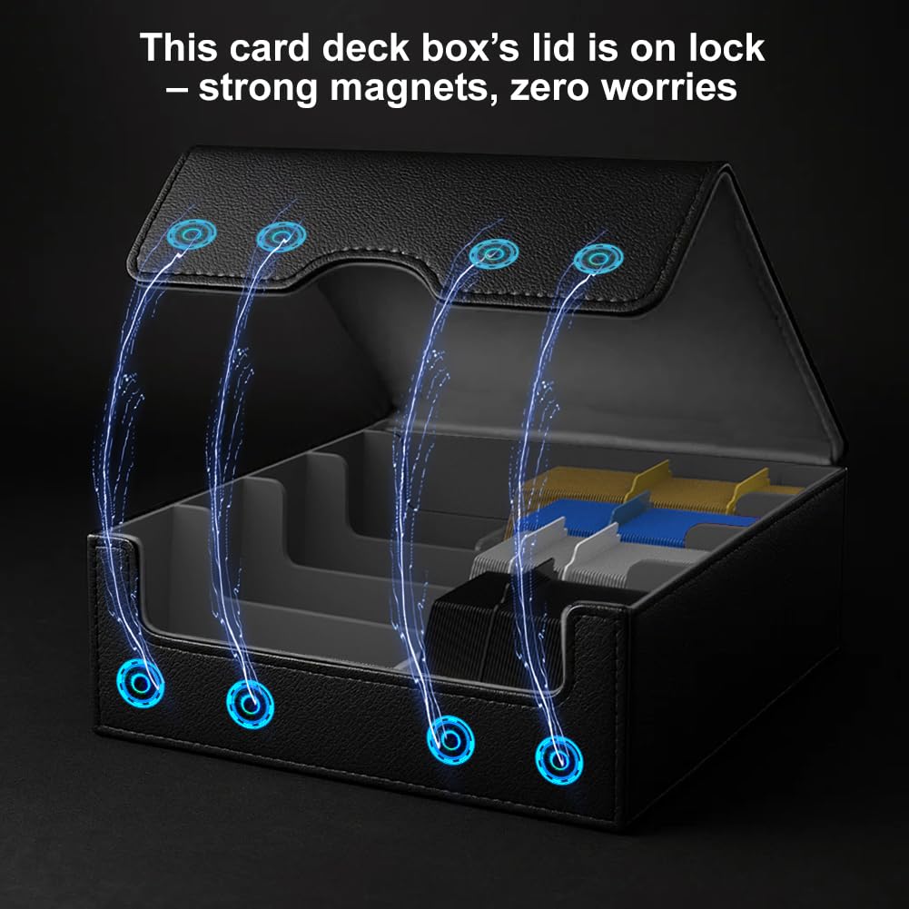 JNLODGE Trading Card Storage Box (3000+ Cards) – Magnetic Seal, Waterproof PU Leather