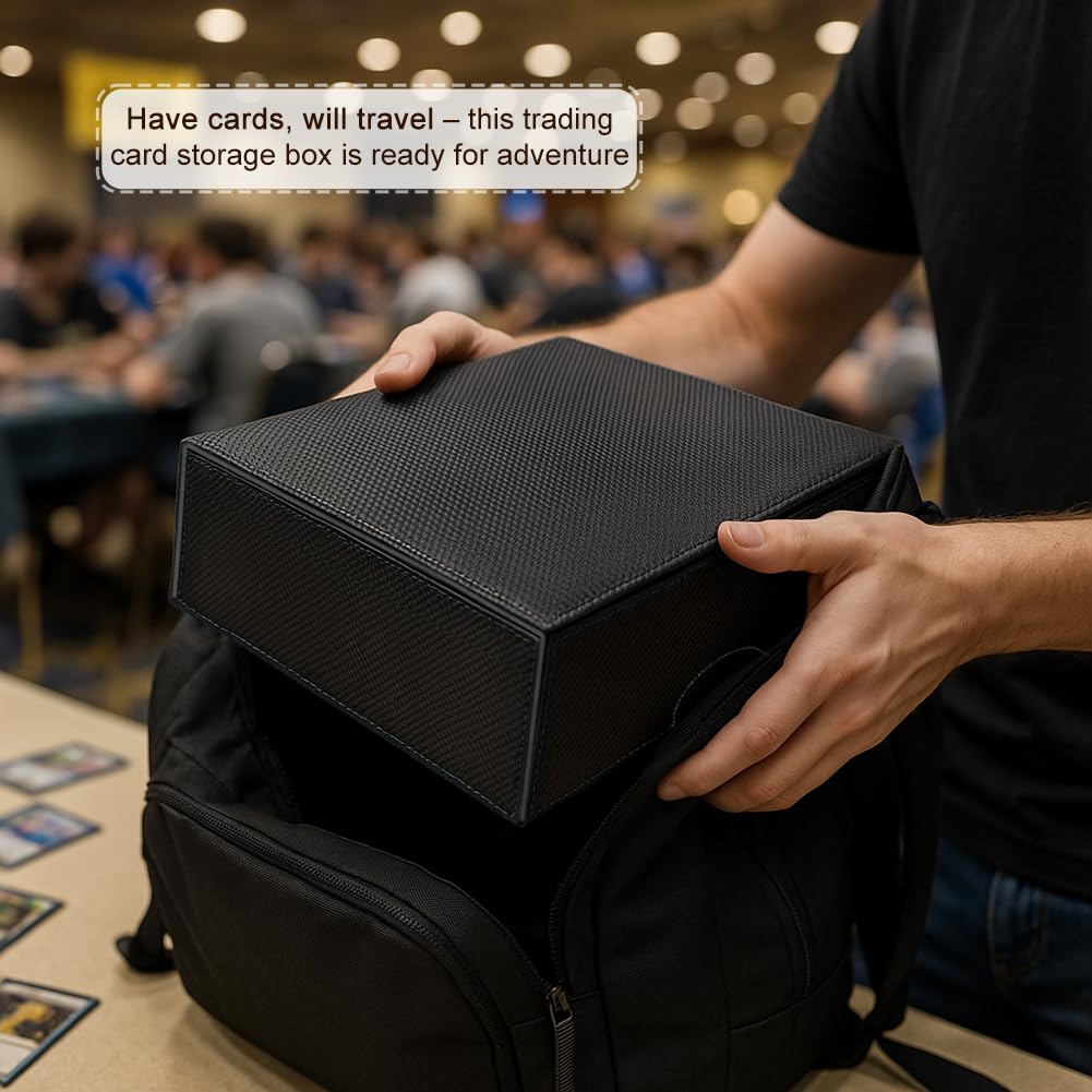 JNLODGE Trading Card Storage Box (3000+ Cards) – Magnetic Seal, Waterproof PU Leather