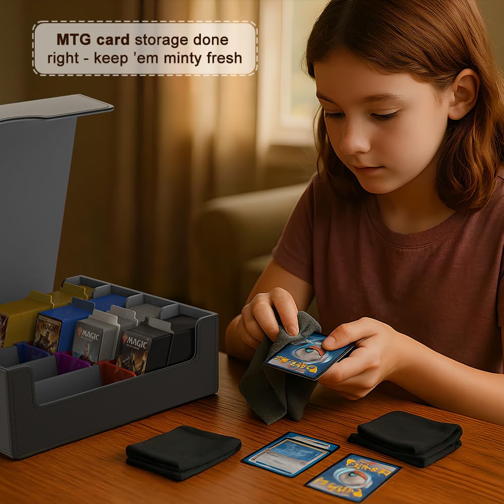 JNLODGE Trading Card Storage Box (3000+ Cards) – Magnetic Seal, Waterproof PU Leather