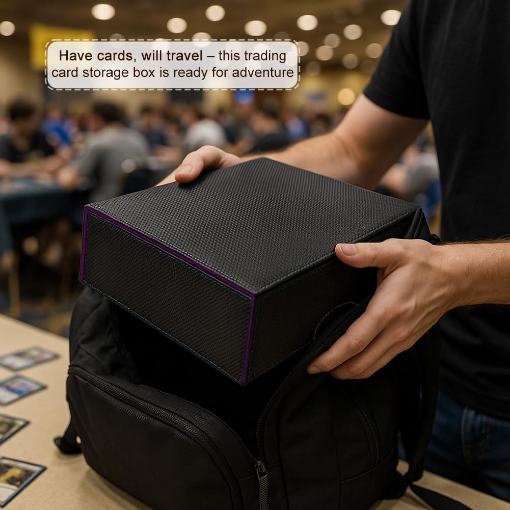 JNLODGE Trading Card Storage Box – 3000+ Cards Capacity, Magnetic, Waterproof PU Leather