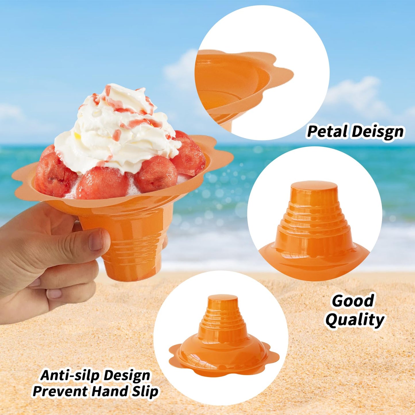Jnnzzggu 200Pcs Colorful Flower Snow Cone Cups with Spoons & Straws – Reusable 4 oz Plastic Cups