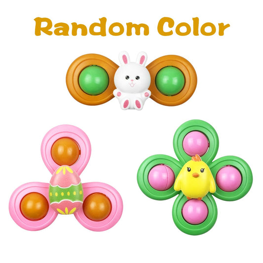 JoFAN 3 Pack Easter Suction Cup Spinner Toys for Babies & Kids | Easter Basket Fillers & Party Favors