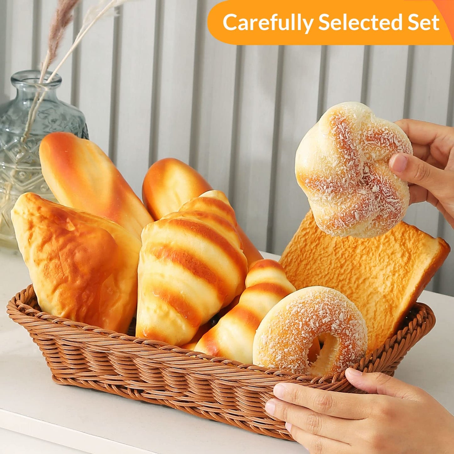 Joeabor 8pcs Artificial Bread Set – Realistic Fake Bread for Display & Decor | Faux Food Props