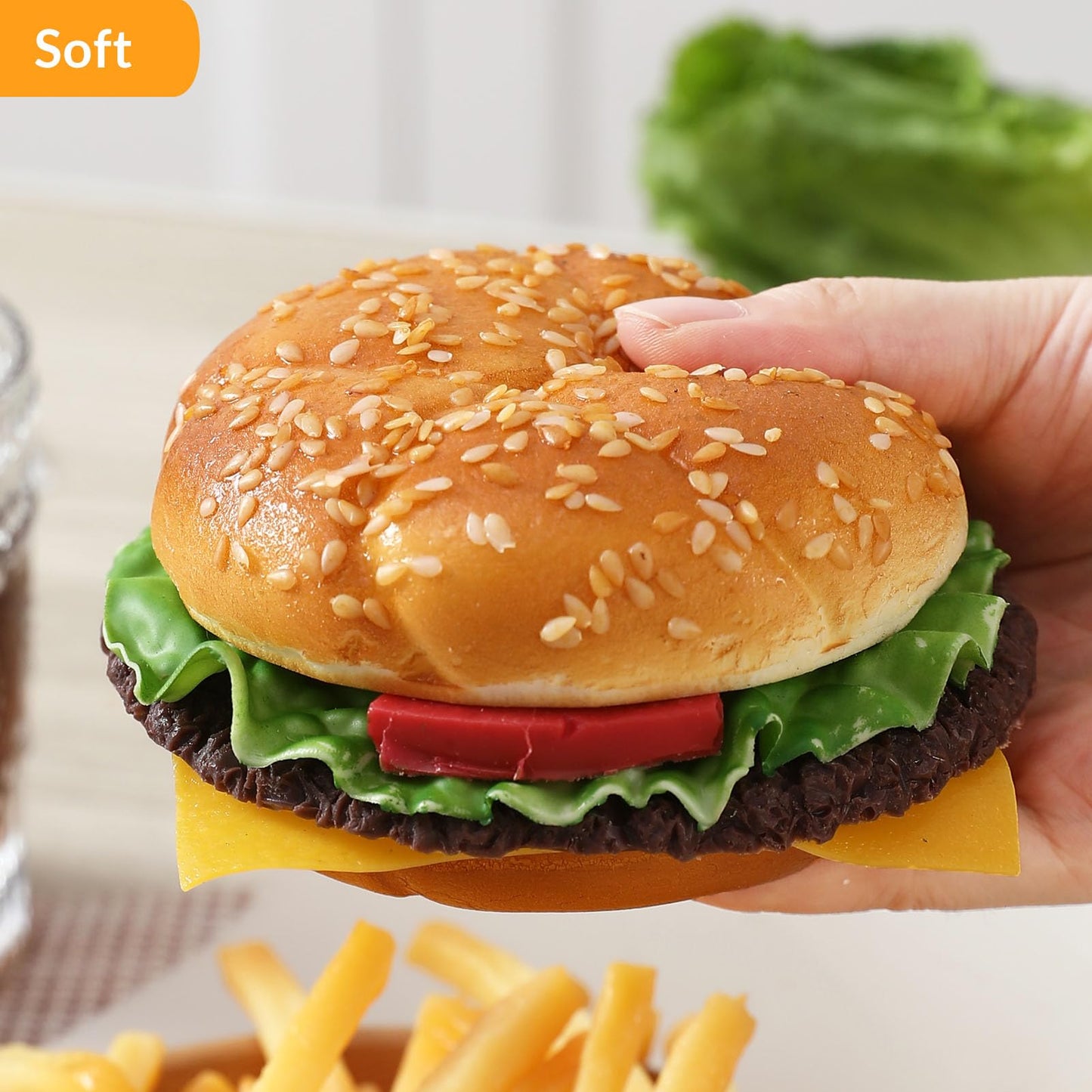 Joeabor Artificial Hamburger & 12 Fries – Realistic Display Prop