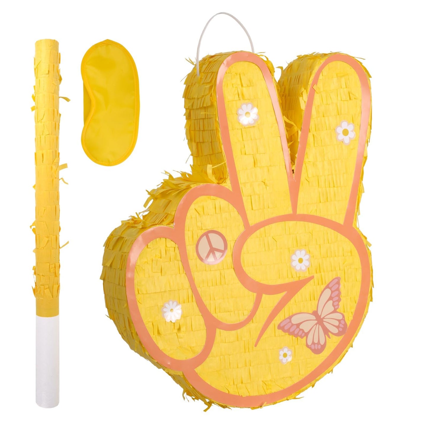 JOARHONAL Two Groovy Pinata – Retro Kids Party Game with Blindfold & Bat