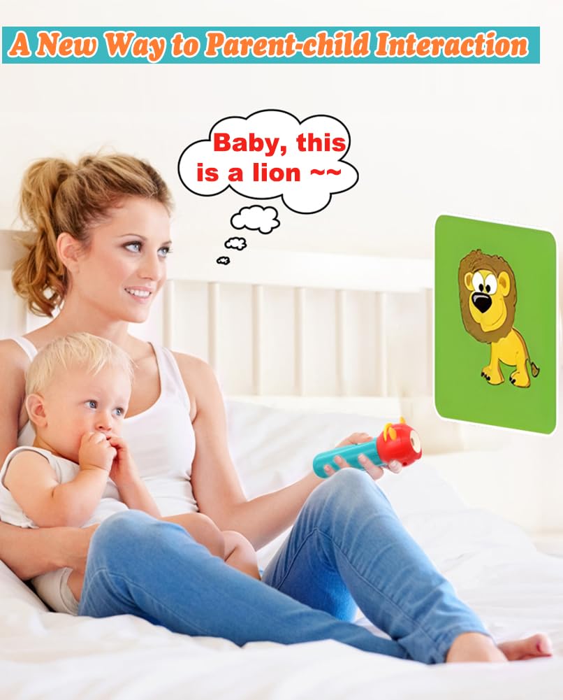 JOCOUNY Children's Projector Toy – Educational Kids Torch with 15 Discs & 120 Images (Blue-Red)
