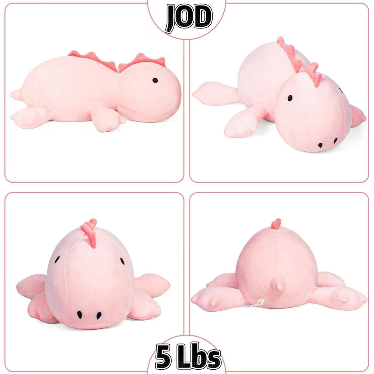 JOD Weighted Dinosaur Plush – 26-Inch Pink Dino Pillow, 5 Lb Huggable Plush for Adults & Kids