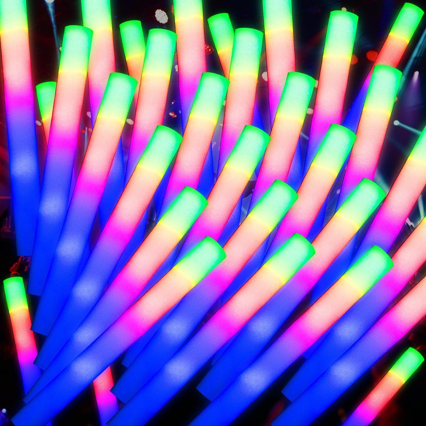 JODOUEEIR 68 Pack LED Foam Glow Sticks Bulk – White Light-Up Wedding & Party Props