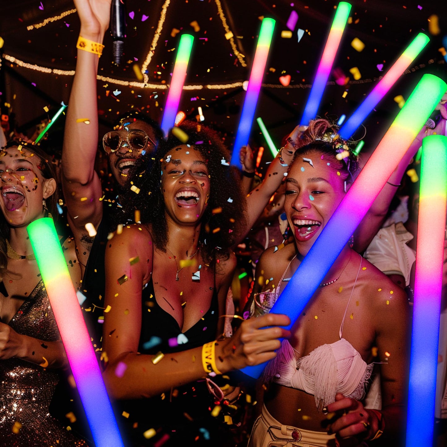 JODOUEEIR 68 Pack LED Foam Glow Sticks Bulk – White Light-Up Wedding & Party Props