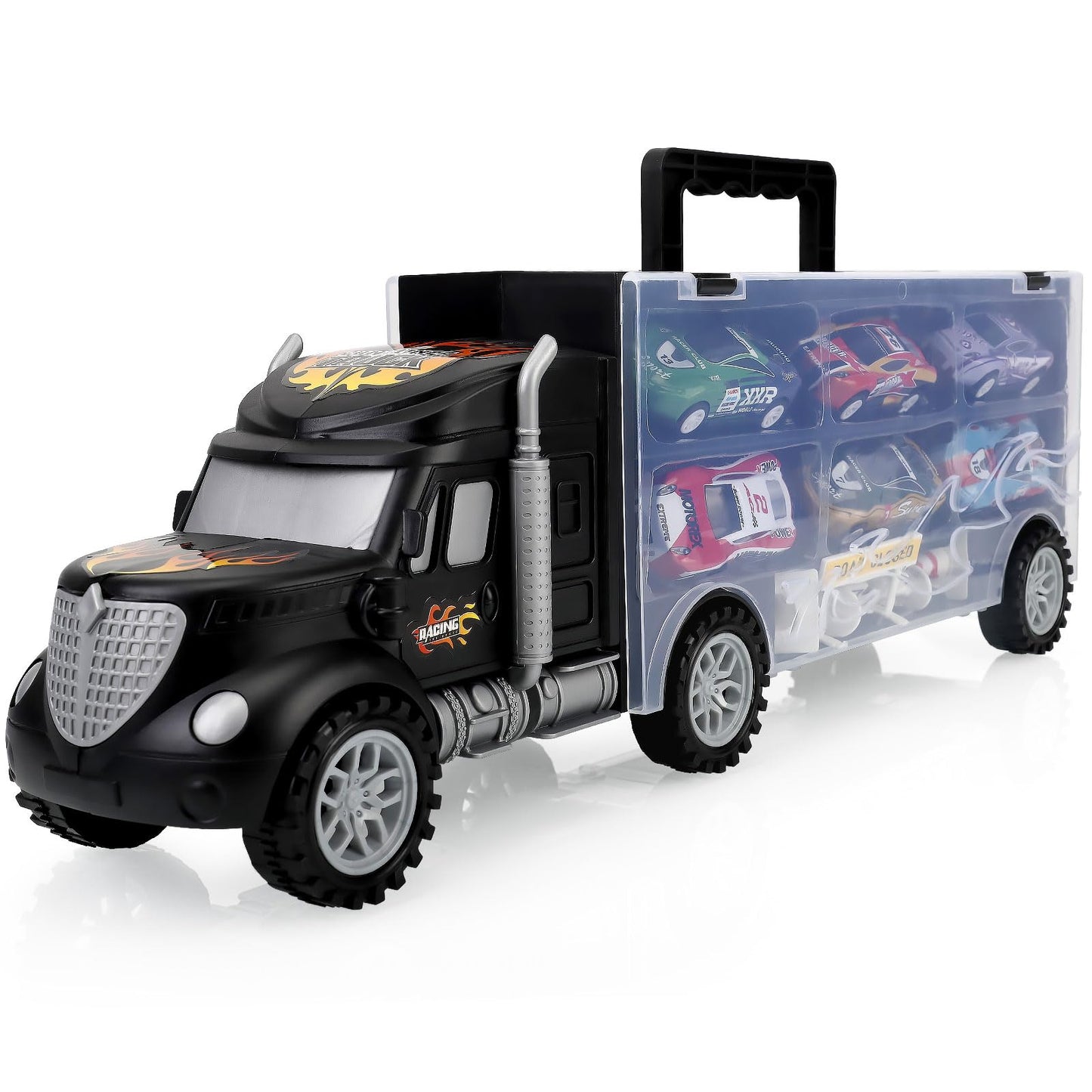 JODUDLR Toddler Car Carrier Truck Toys – 12 Die-Cast Vehicles Set for Ages 3-7