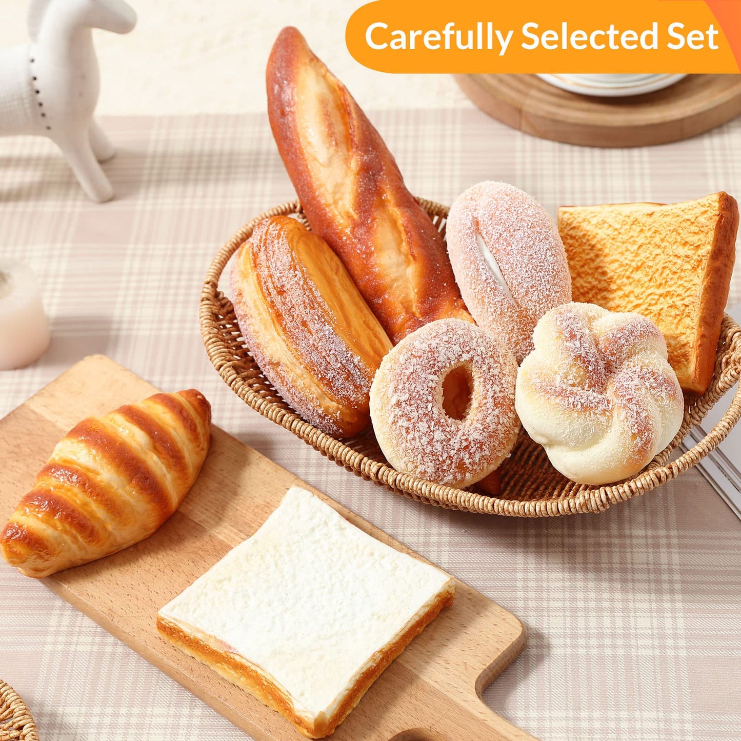 Joeabor 8pcs Artificial Bread Set – Realistic Fake Bread for Display & Decor