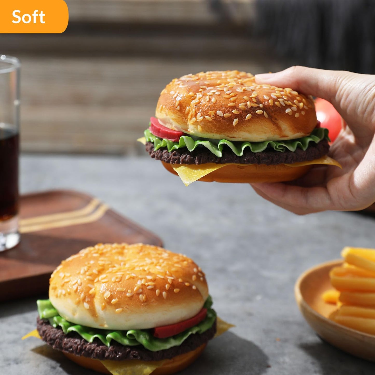 Joeabor Artificial Hamburger Round 2-Pack – Realistic Faux Burgers for Display & Decor
