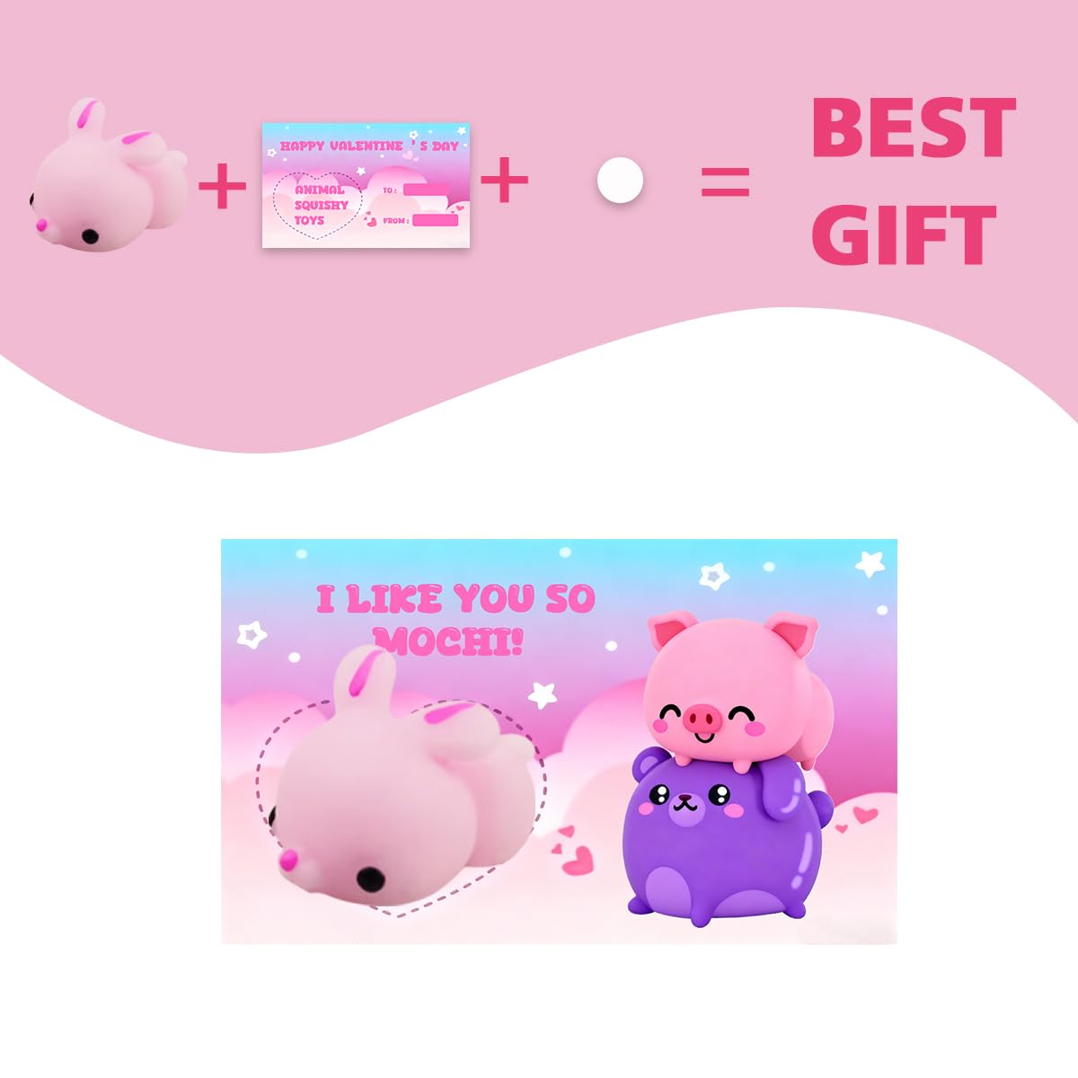 JoFAN 24 Pcs Mochi Squishy Toys with Valentines Cards – Kids Valentines Day Gifts & Classroom Prizes
