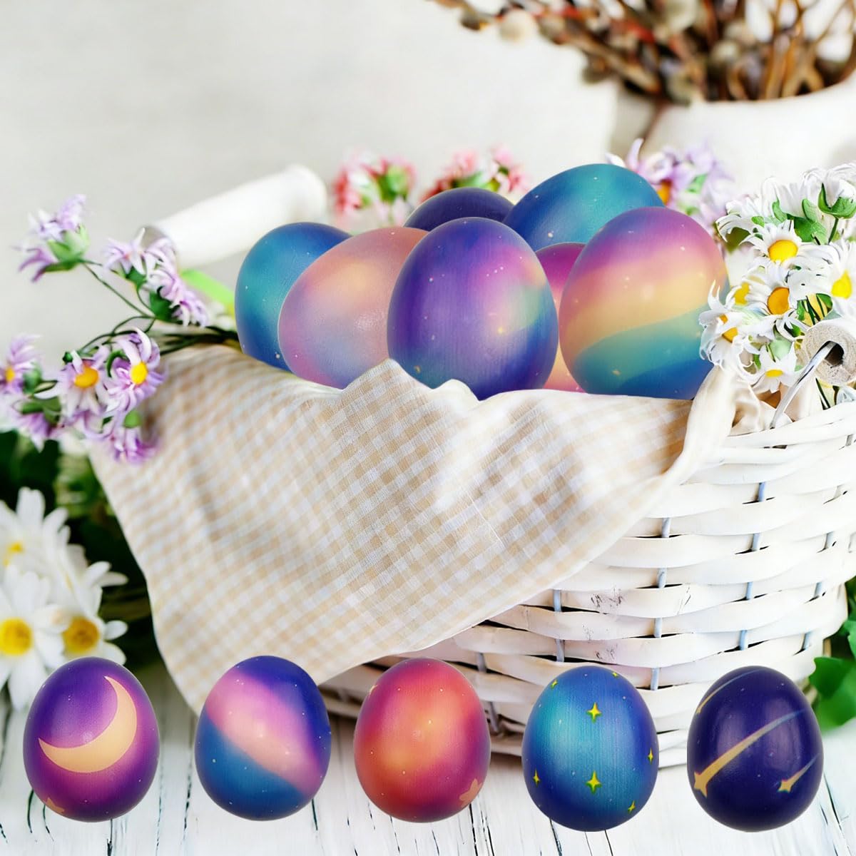 JoFAN Galaxy Easter Eggs 24 Pack – Slow Rising Squishy Toys for Kids and Easter Party Favors