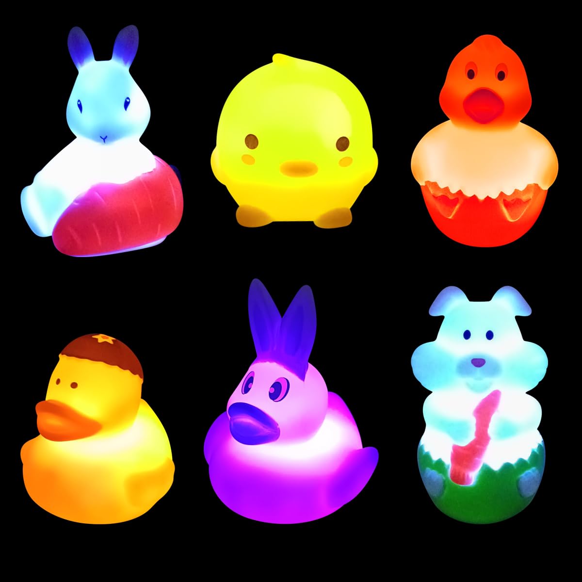 JoFAN 6 Pack Light-Up Bath Toy Easter Eggs – Jumbo Prefilled Plastic Eggs