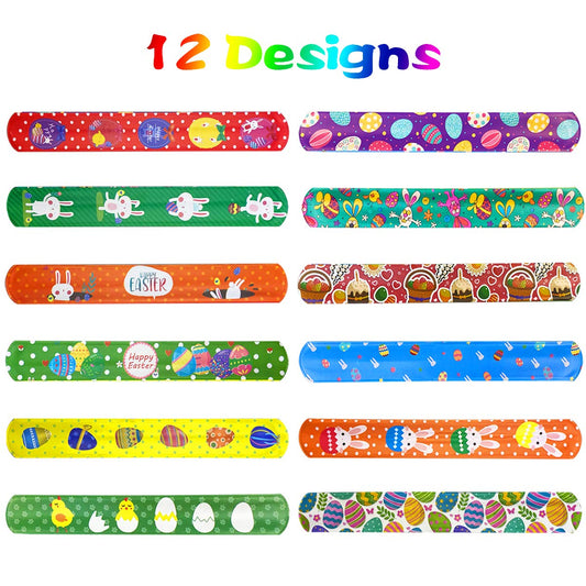 JoFAN Easter Slap Bracelets — 48Pcs Kids Toys, Party Favors & Easter Basket Stuffers