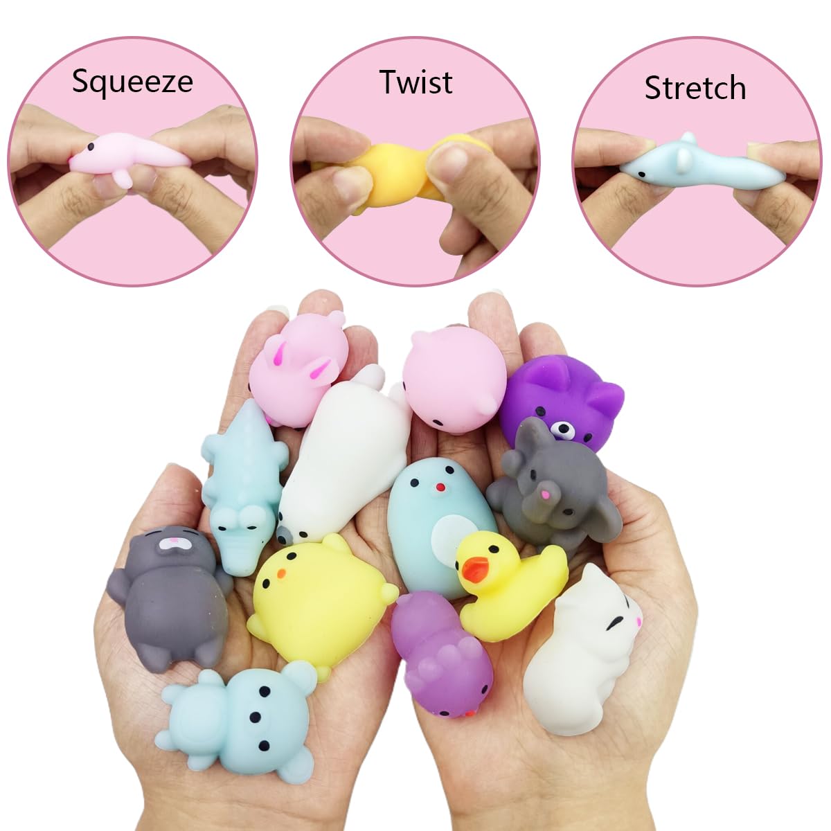 JoFAN 24 Pcs Mochi Squishy Toys with Valentines Cards – Kids Valentines Day Gifts & Classroom Prizes