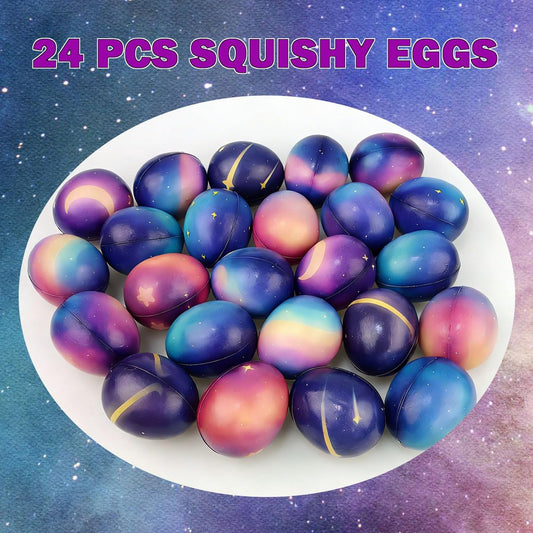 JoFAN Galaxy Easter Eggs 24 Pack – Slow Rising Squishy Toys for Kids and Easter Party Favors