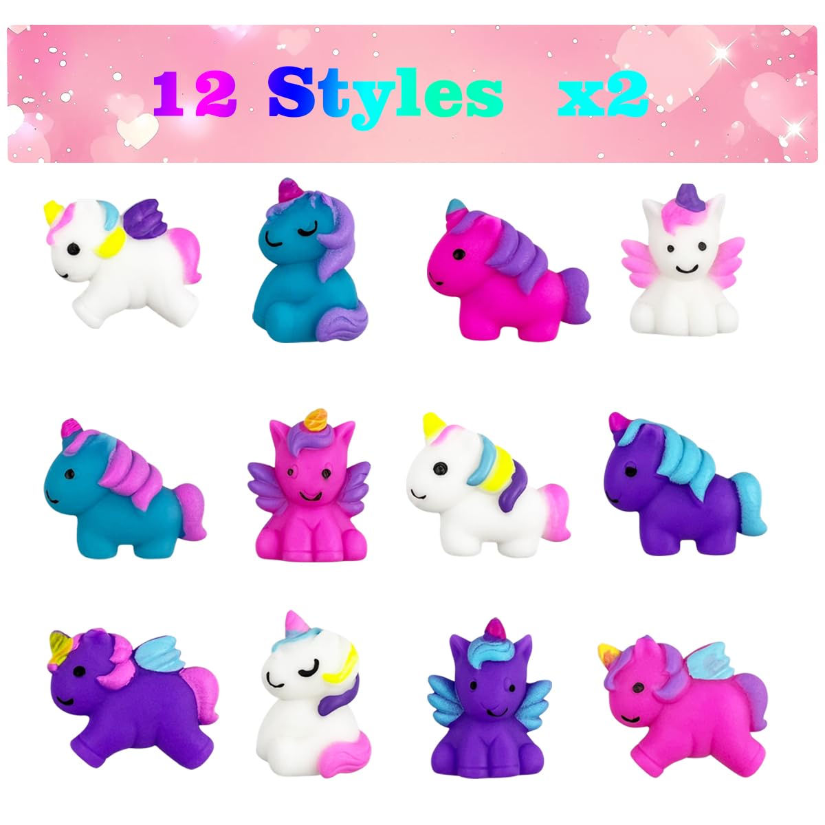 JoFAN 24 PCS Unicorn Mochi Squishy Toys with Valentines Cards – Kids Valentines Gifts & Party Favors