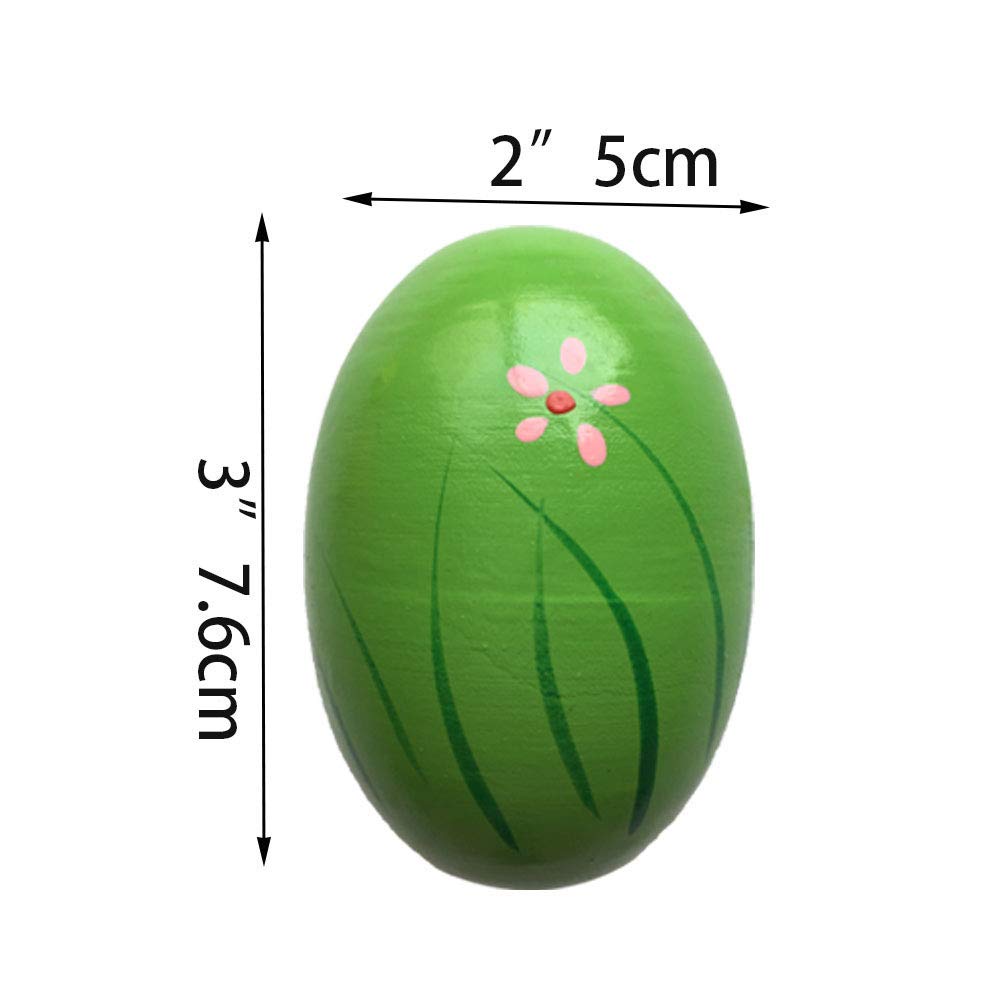 JoFAN 6 Pack Wooden Shake Eggs – Colorful Easter Egg Shakers for Kids