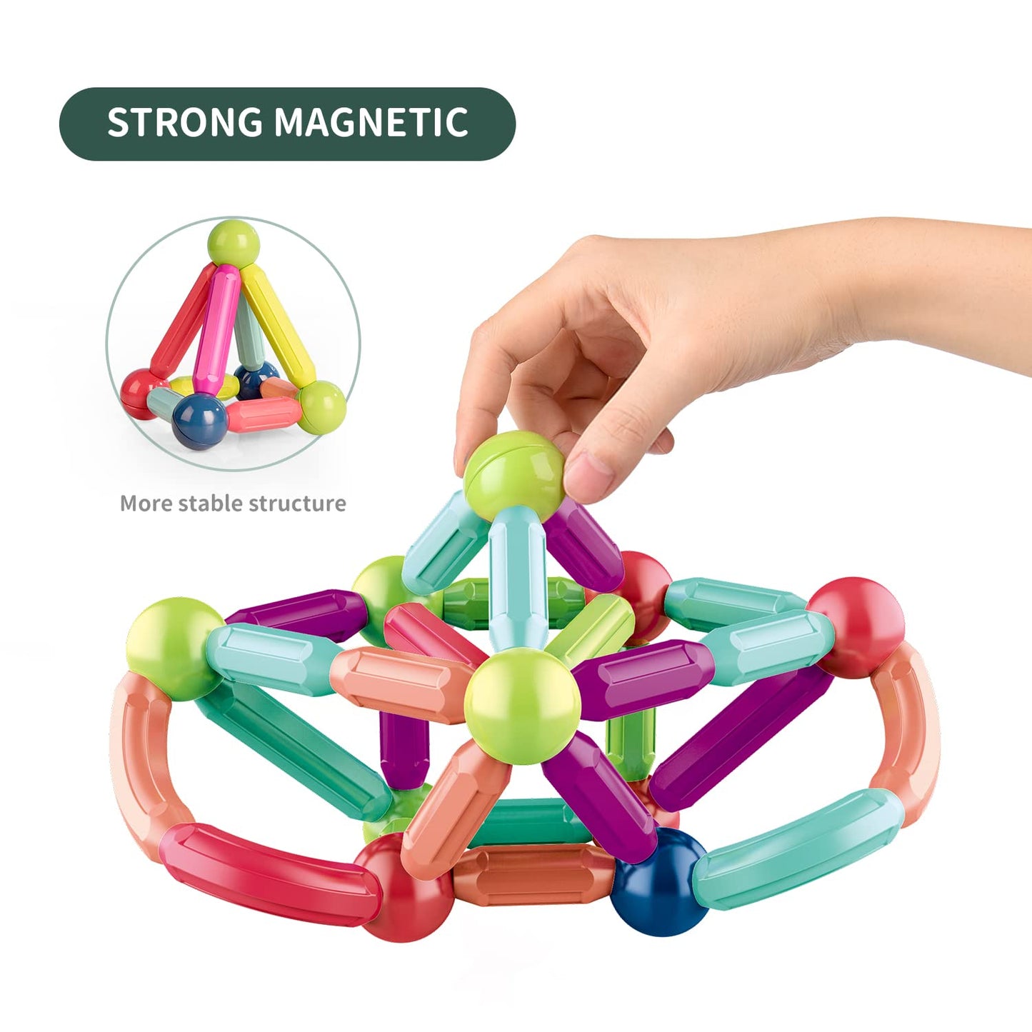 Jofarstep Magnetic Balls & Rods Set – Safe, Extra-Strong STEM Building Toys for Kids 3+ (42 pcs)