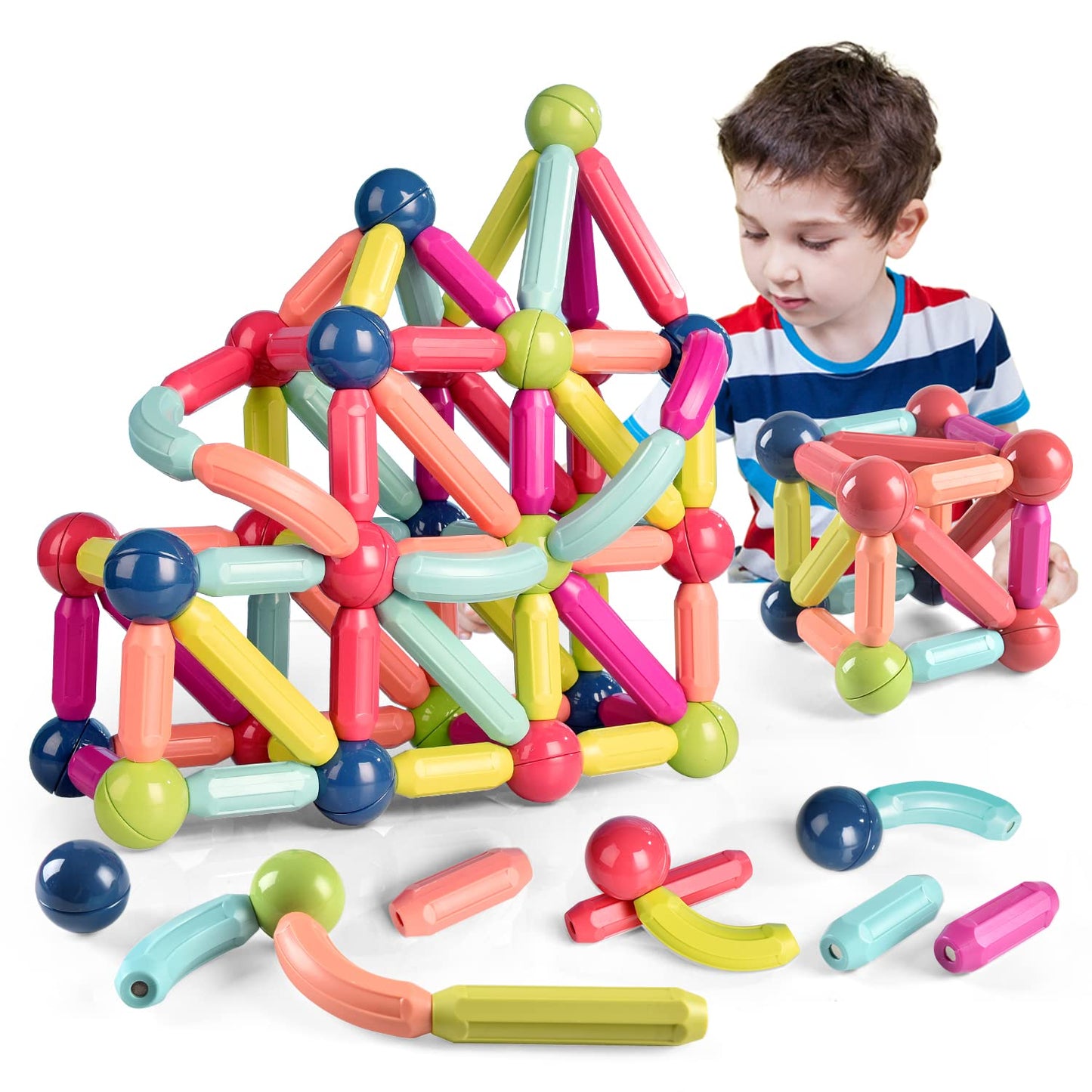 Jofarstep Magnetic Balls & Rods Set – Safe, Extra-Strong STEM Building Toys for Kids 3+ (42 pcs)