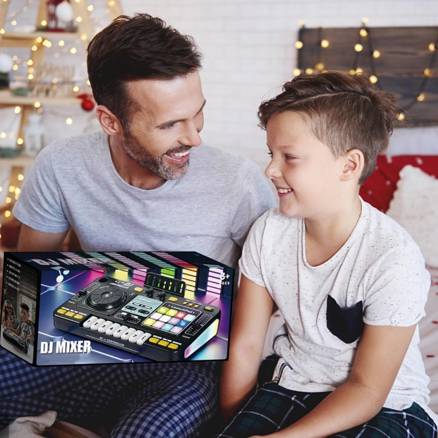 Johehe Rechargeable Kids DJ Mixer with LED Light Show, Karaoke Microphone & 12 Sound Keys | Interactive Music Toy for Ages 4-8+
