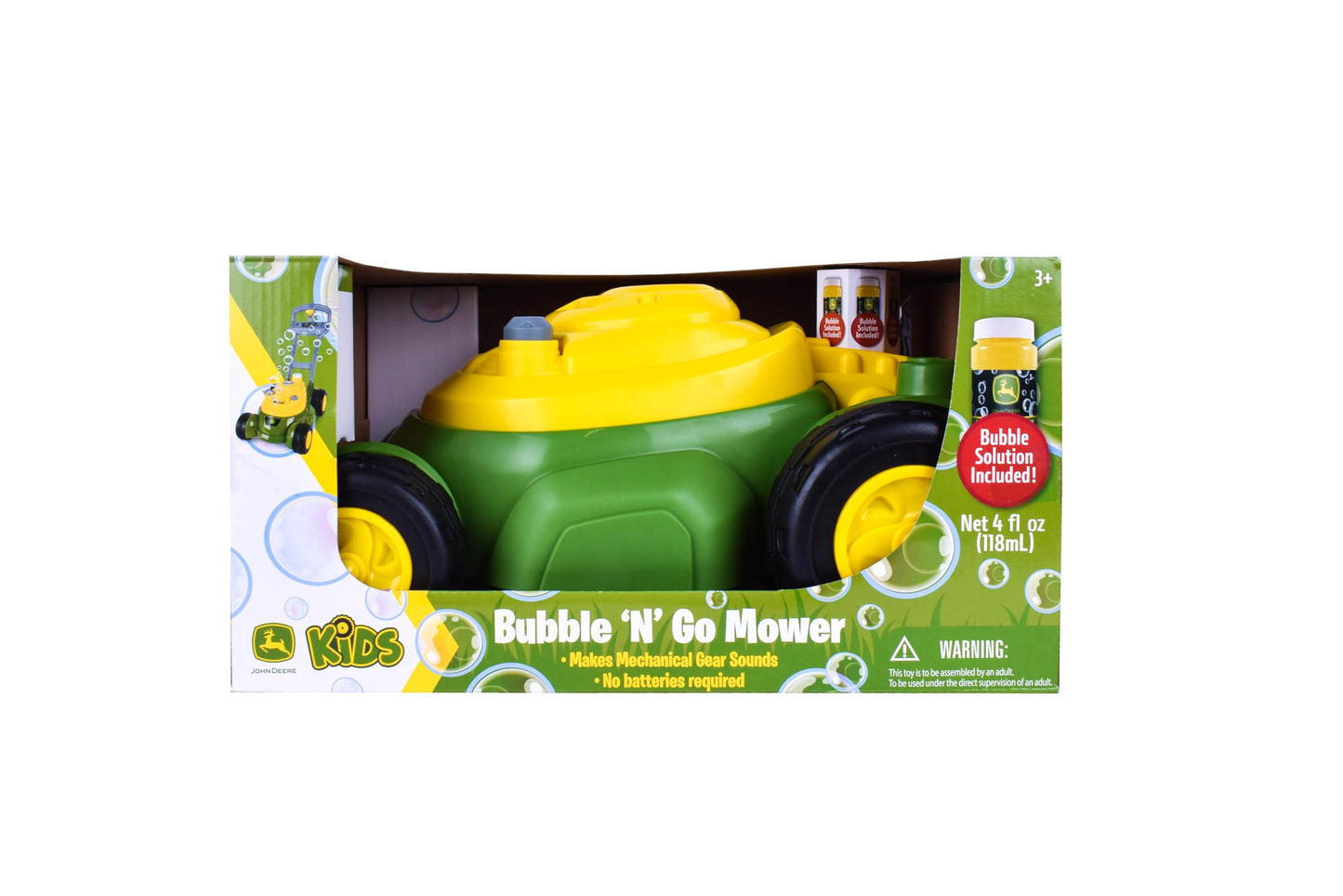 John Deere Bubble Lawn Mower for Toddlers – Push Along Bubble Toy, No Batteries, 2+, Indoor & Outdoor Play