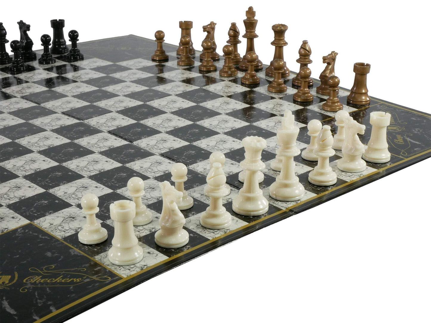 John N. Hansen Chess 4 - Four-Player Chess Set on a 20x20 Board | Gold/Black/Silver/Ivory