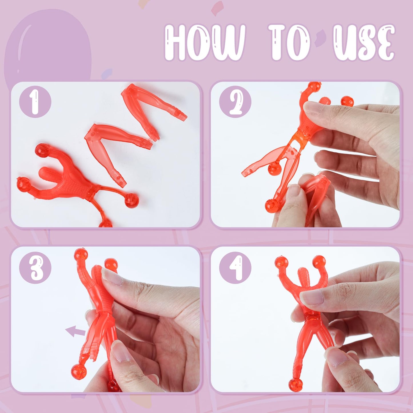 JOHOUSE Sticky Wall Climbers – 24-Pack Nostalgic 90s Toy for Parties & Sensory Play