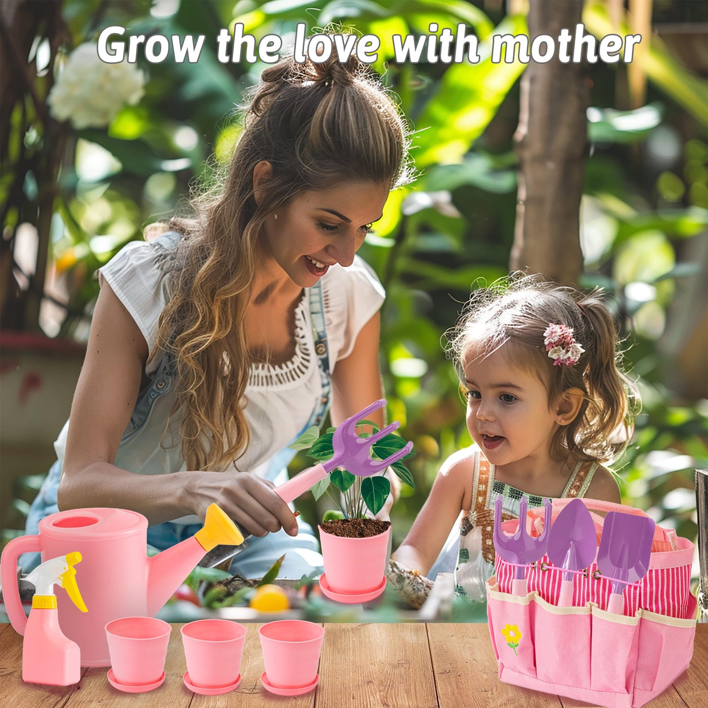 JOI MEW Kids Pink Gardening Tools Set – Safe Outdoor Toy