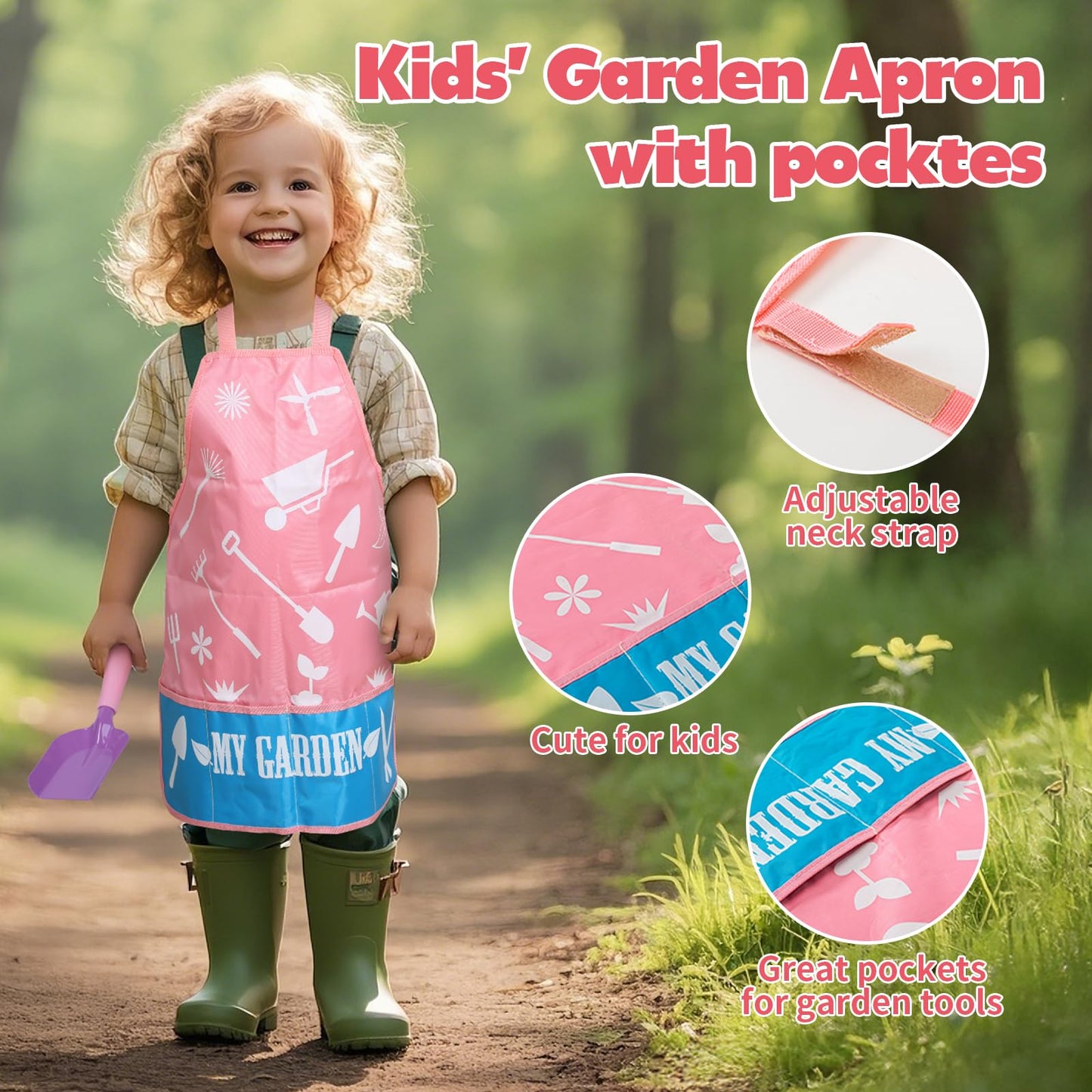 JOI MEW Kids Pink Gardening Tools Set – Safe Outdoor Toy