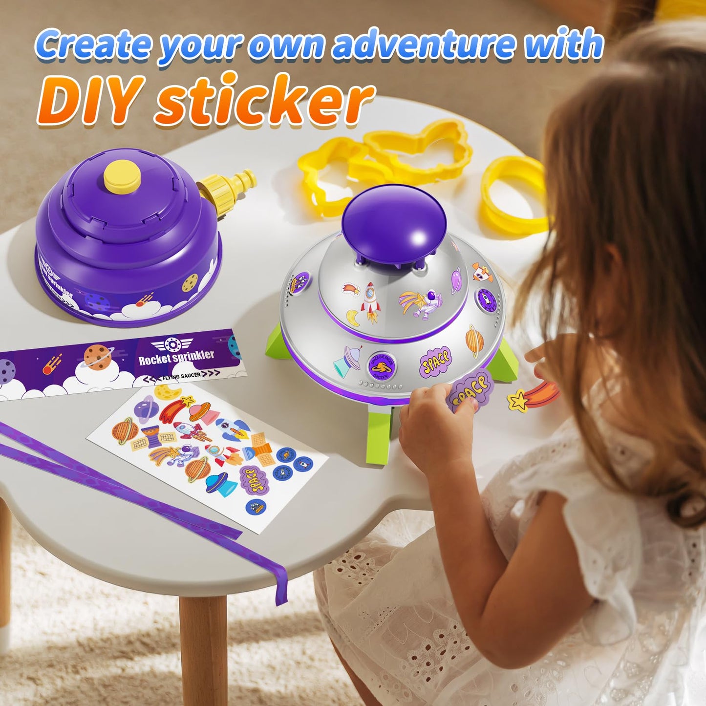 JOI MEW UFO Water Sprinkler for Kids – Lights, Spin & Adjustable Height