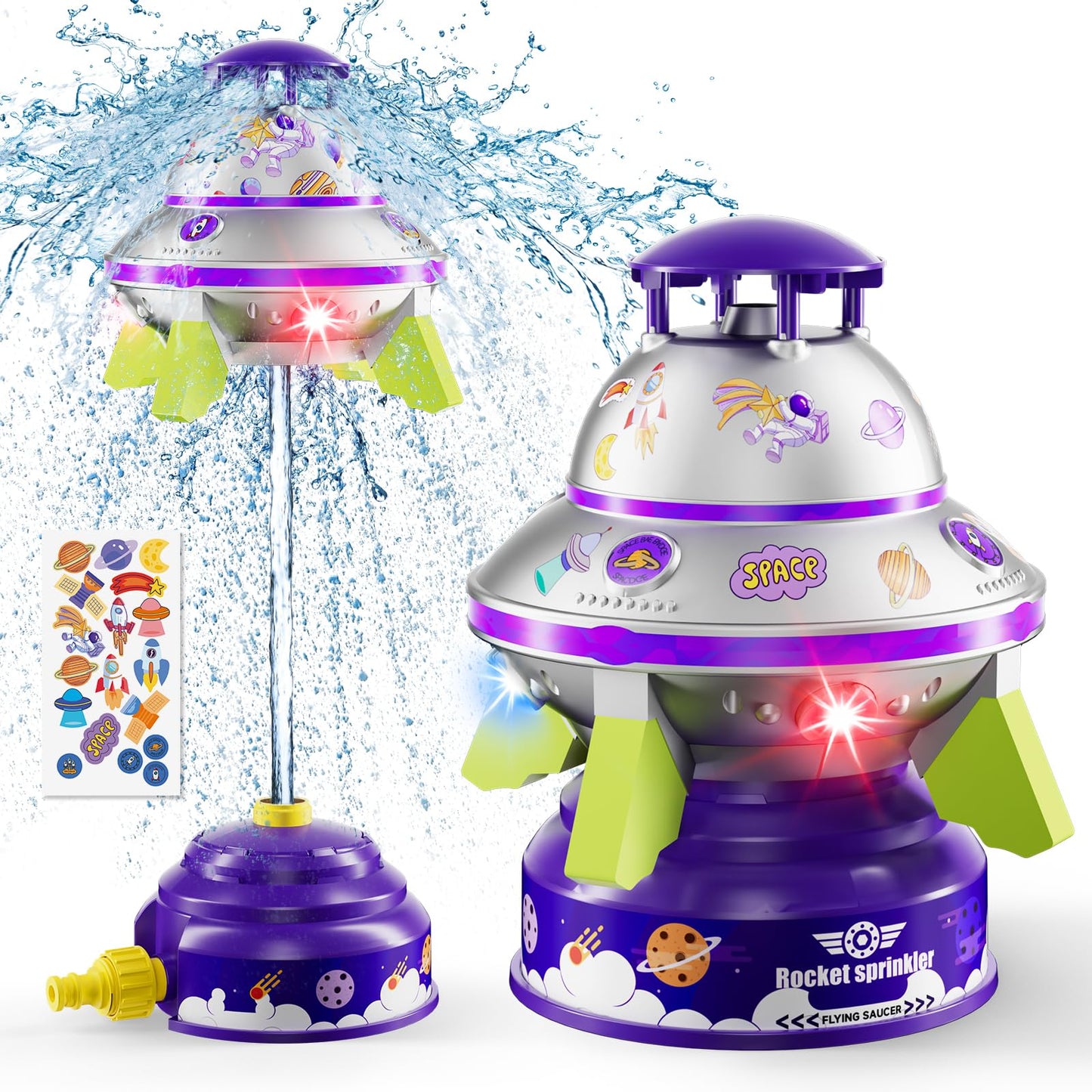 JOI MEW UFO Water Sprinkler for Kids – Lights, Spin & Adjustable Height