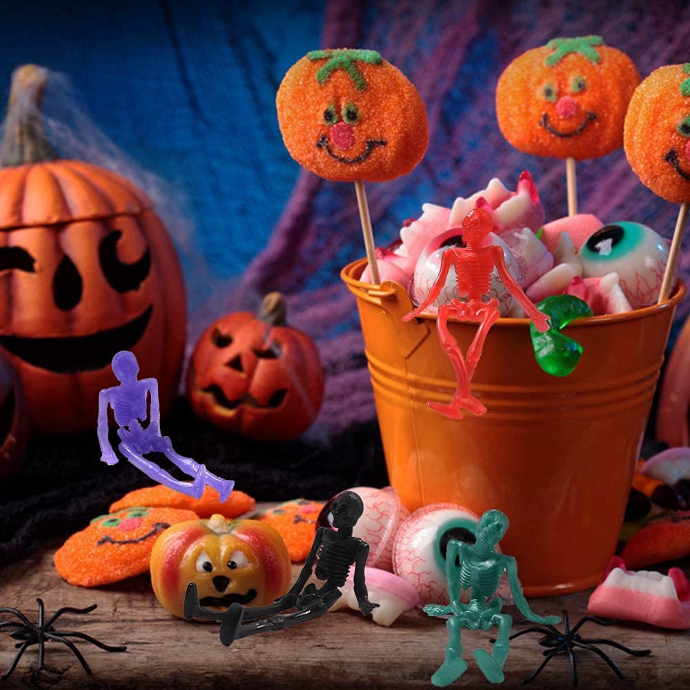 JOICEE 24PCS Halloween Stretchy Skeleton Toys – Colorful Party Favors & Goody Bag Fillers