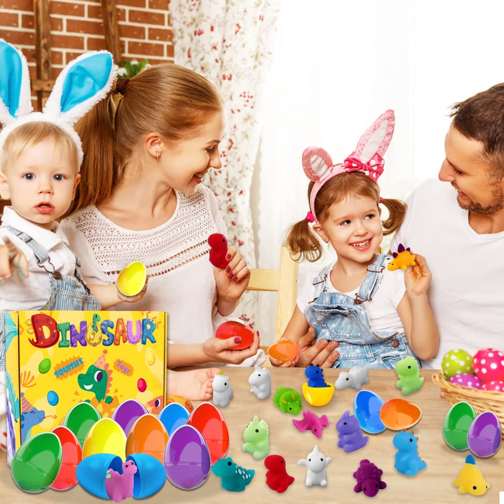 JOICEE 24pcs Dinosaur Squishy Egg Set – Prefilled Easter Eggs for Kids