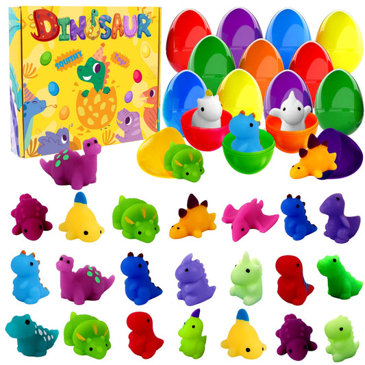 JOICEE 24pcs Dinosaur Squishy Egg Set – Prefilled Easter Eggs for Kids